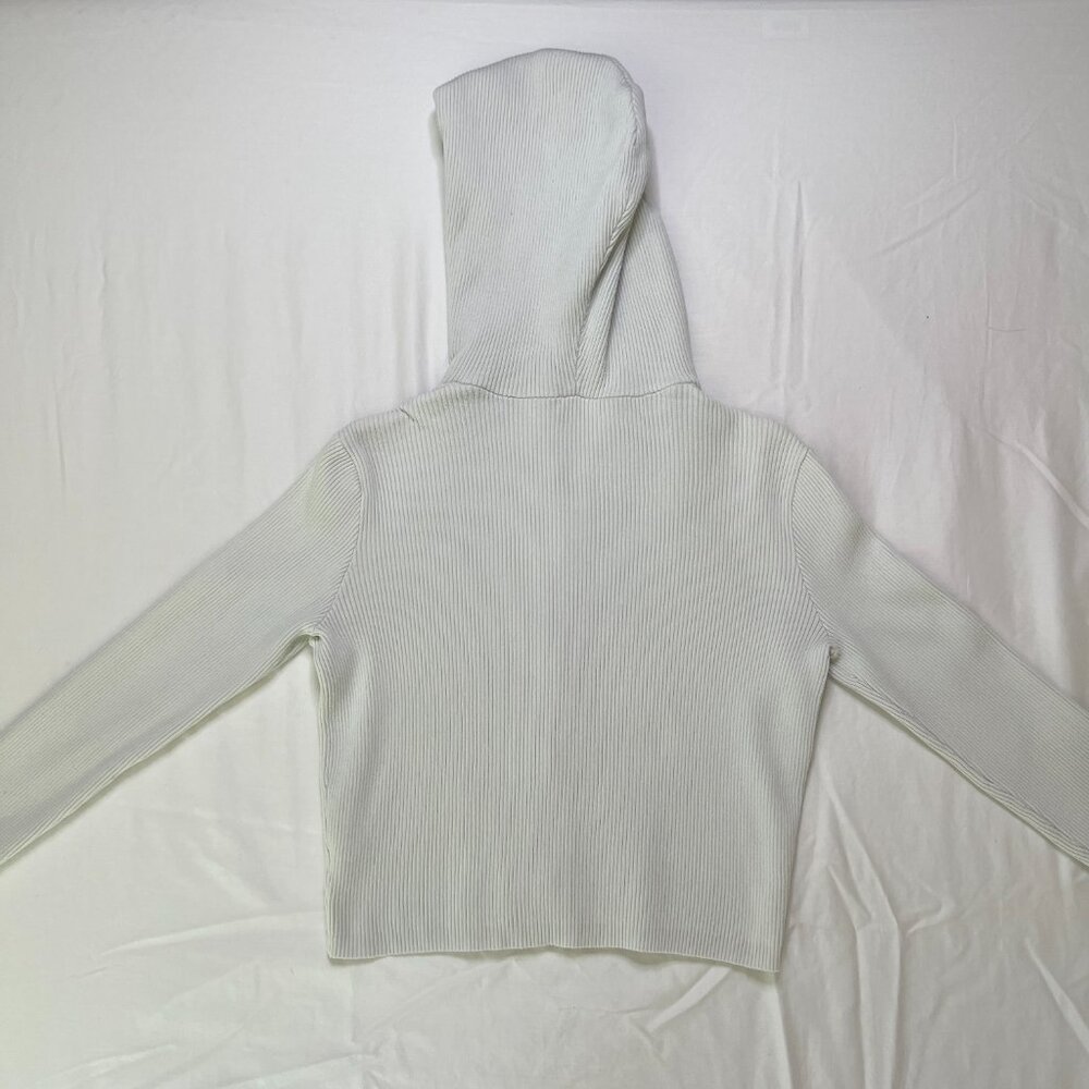 John Galt Arden Double Zip Ribbed Hoodie, One Size, White - Picture 2 of 4